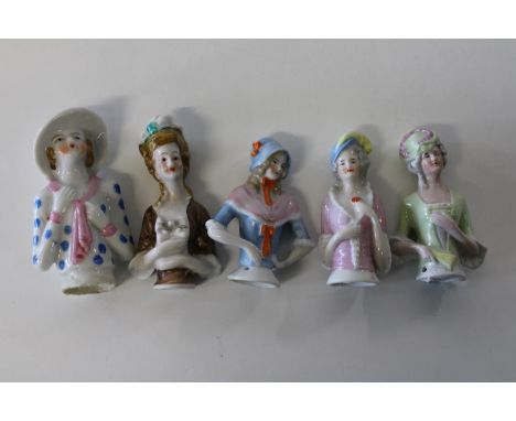 Five collectable half doll ceramic figures 