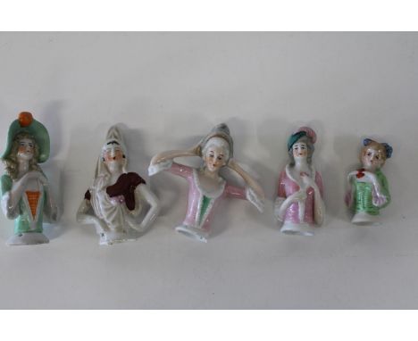 Five collectable half doll ceramic figures 