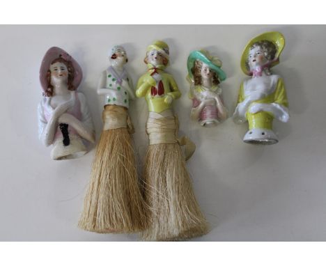 Five collectable half doll ceramic figures 