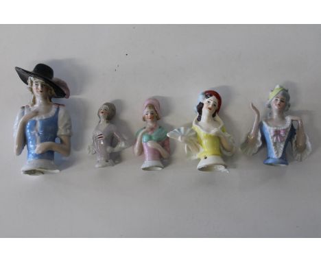 Five collectable half doll ceramic figures 