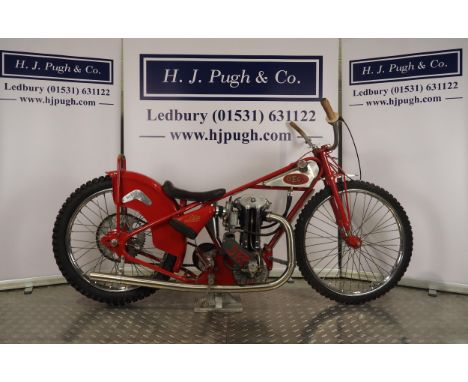 O.E.C - J.A.P Speedway motorcycle. 1953.Believed ridden by Merv Harding.Frame - O.E.C (England)Engine - J.A.P 500cc short fiv