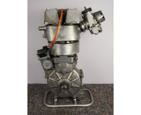 Jawa speedway motorcycle engine with carburettor and magneto on stand. Engine No. K895-C-504 