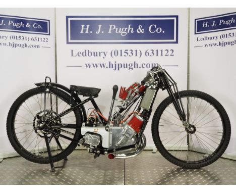 Scott Speedway motorcycle. 1930. Believed raced by Frank Charles in 1930.Frame - Scott mk. 2 (England), Speedway special with