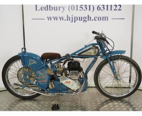 Mascot's-J.A.P Speedway motorcycle. 1938Frame - Unconfirmed (Scotland), an approximately ⅔ scale machine Engine - J.A.P 250cc