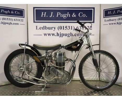 Jawa-Cole Speedway motorcycle. 1971 Frame - Jawa (Czechoslovakia), standard 890 cycle parts throughout. Frame No. N-2350 Engi