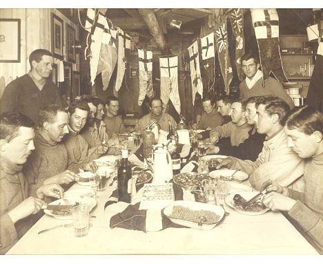 PONTING (HERBERT GEORGE)'Captain Scott's Last Birthday Dinner, 1911. (Officers' Table.)',  toned silver bromide print, on car