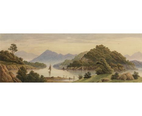 John Barr Clarke Hoyte (British, 1835-1913)A sailing boat entering the Sounds, New Zealand signed 'JC Hoyte.' (lower left)wat