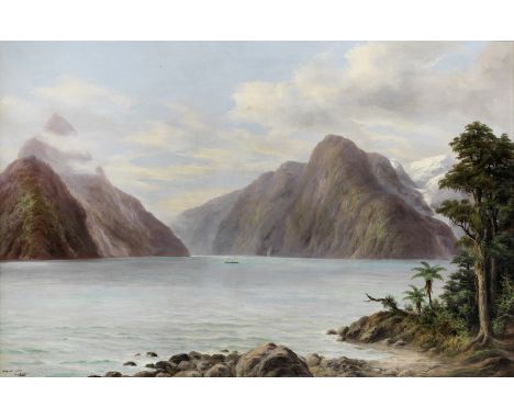 William George Baker (New Zealand, 1864-1929)Milford Sound, New Zealand signed and titled 'MILFORD SOUND/W.G.BAKER' (lower le