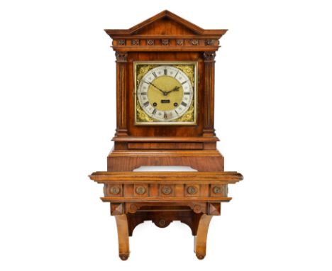 A Walnut Quarter Striking Bracket Clock with Bracket, signed Lenzkirch, circa 1900, architectural pediment, Doric capped colu
