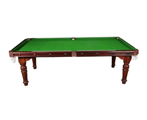 A Riley Slate Bed Snooker/Dining Table, restored by Halsteads/Solina, the five removable leaves with green baize playing surf