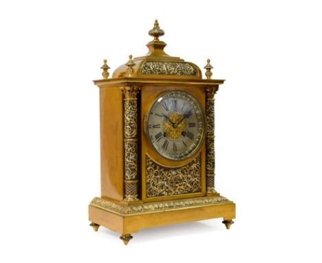 &lt;&gt; A Brass Hunting Theme Striking Mantel Clock, retailed by Goldsmiths Alliance Limited, Cornhill, London, no.9478, cir