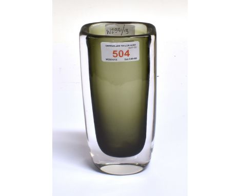 NILS LANDBERG FOR ORREFORS: a cased glass 'Dusk' vase, 18.5cm high, engraved and numbered 3595/2 to base good condition, ligh