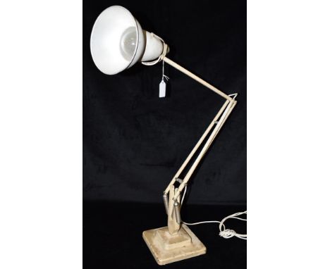 A HERBERT TERRY ANGLEPOISE LAMP  model 1227, on square stepped base, in buff Condition Report : dirty/dusty, and rust in plac