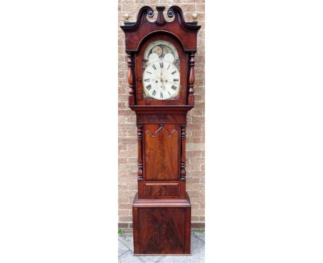 A 19TH CENTURY 'NORTH COUNTRY' 8-DAY LONGCASE CLOCK  the enamel dial with moonphase to the break arch, subsidiary seconds and