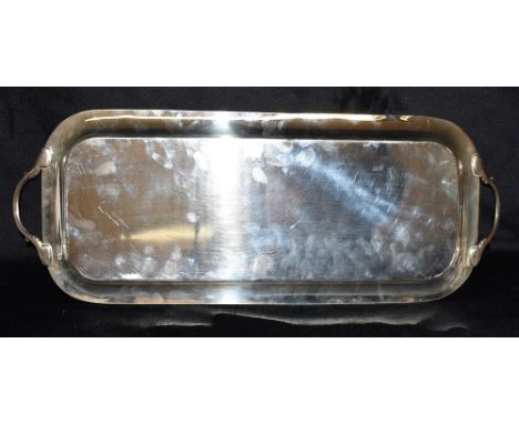 A GARRARD &amp; CO LTD. SILVER TRAY  the tray is of rectangular form with rounded corners, the raised border is ornamented wi