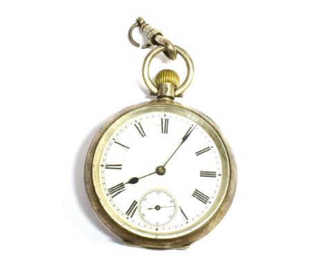 A SILVER CASED OMEGA OPEN FACE POCKET WATCH the inner rear case marked OMEGA 0.935 and logo, white enamel dial anonymous, the