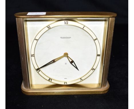 A JAEGER LE COULTRE 8-DAY MANTLE CLOCK  the 5.25' dial with Roman numerals to the chapter ring, in gilt metal case numbered 1