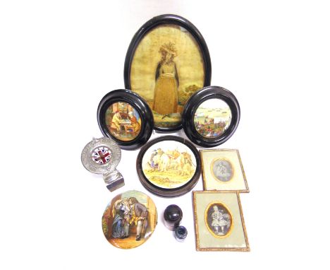 ASSORTED COLLECTABLES  comprising two ambrotype portrait photographs, each 5.5cm x 4.25cm (oval), uniformly framed and glazed