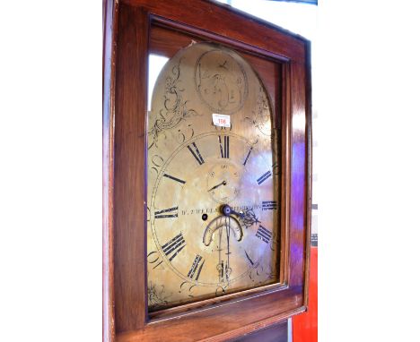 A GEORGE III BRASS FACED LONGCASE CLOCK MOVEMENT  signed 'W Twells Birmingham' and numbered 137, with subsidiary seconds dial