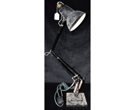 A HERBERT TERRY ANGLEPOISE LAMP  model 1227, on square stepped base, in black Condition Report : dusty and dirty, with some r