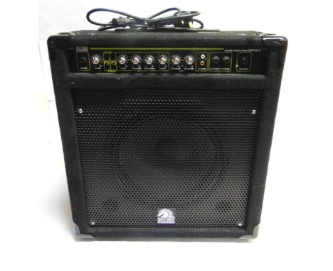 A WHITE HORSE BP80 BASS GUITAR AMPLIFIER  with 80 watts output, and digital bass boost control, 54cm high, 49cm wide, 37cm de