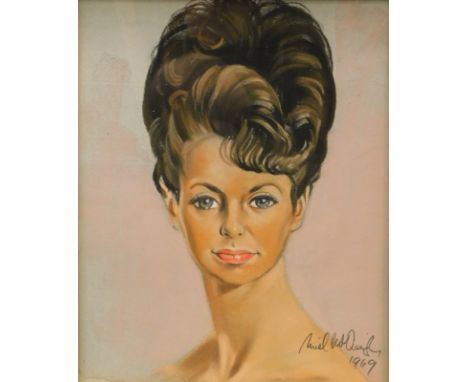 Noel McQueen(?) (20thC). Head and shoulders portrait of a woman, pastel, signed and dated 1969, 39cm x 31cm.