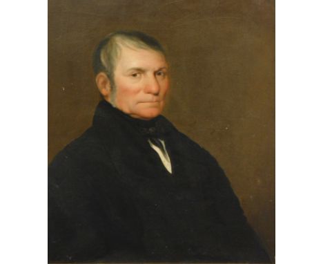 19thC English School. Portrait of a gentleman, quarter profile, facing dexter, oil on canvas, unsigned, 78cm x 63cm.