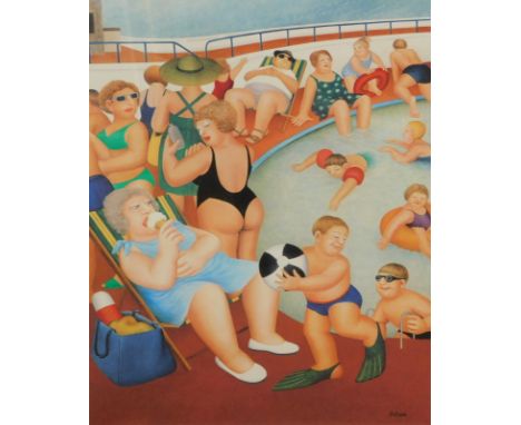 Beryl Cook (1926-2008). Bathers at the pool, Alexander Gallery, artist signed print DDK blind stamp, signed to the mount, 49c