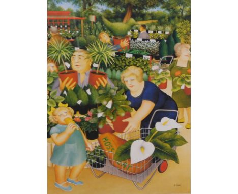 Beryl Cook (1926-2008). Garden centre, Alexander Gallery, artist signed limited edition print no. 61/850, signed and numbered