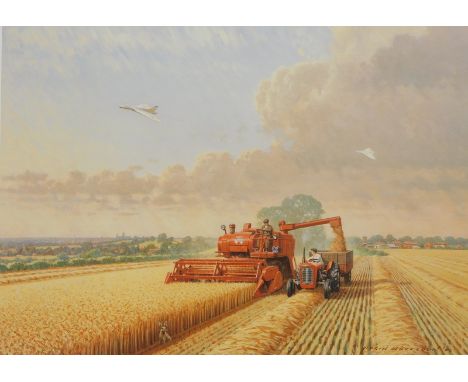 Robin Wheeldon (b.1945). Sixties Harvest, Waddington, Lincolnshire, artist signed limited edition print no. 55/750 signed and
