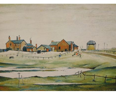 Laurence Stephen Lowry (1887-1976). The Farm, artist signed limited edition print, 1974 Venture prints with KBD blind stamp, 