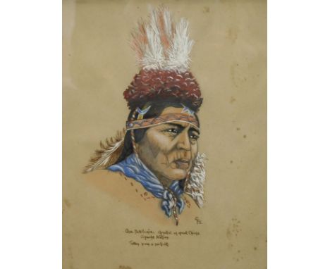G.E.E. (Early 20thC School). Asa Dak Lugie greatest of great Chiefs Apache nation, portrait head and shoulders profile facing
