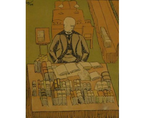 Edmond Kapp (fl.1925). The Rt. Viscount Cave lithograph with hand annotations, January 17th 1925, 28cm x 22cm.
