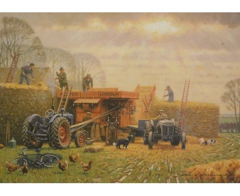 Robin Wheeldon (b.1945). Winter threshing, artist signed limited edition print, 321/750, signed and numbered to the mount, 30