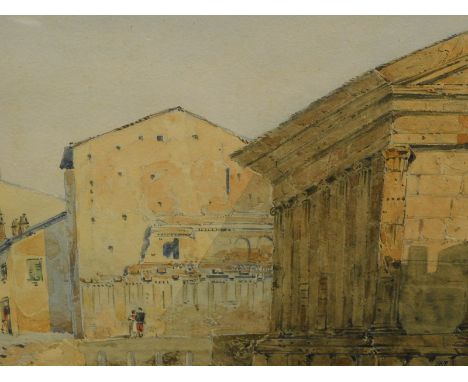 J H R (19thC School). Figures and classical buildings, monogrammed, dated 1863.