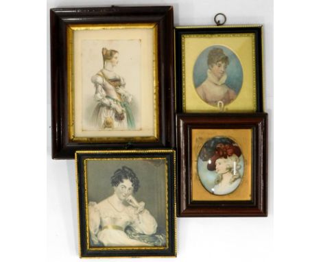 After Simpson. Lady De Tabley, engraving; two further miniature prints and and a miniature crystoleum print. (4)