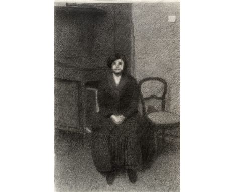FRENCH SCHOOL (EARLY 20TH CENTURY) Portrait of a Seated Lady in Coat, charcoal, unsigned, 56cm x 37cm.