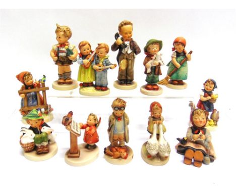 A COLLECTION OF TWELVE HUMMEL/GOEBEL FIGURES,  including 'Goose Girl', 'Feeding Time', 'Playmates', 'Happy Days', 'The Lost S