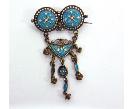 A SCANDINAVIAN ENAMEL BROOCH probably Norway; stamped '925' and untraced makers mark, 3.1cm across