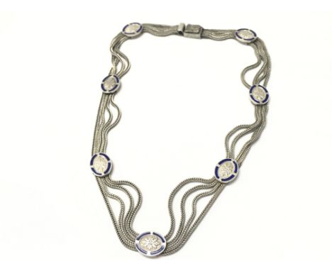 A Turkish silver and enamel necklace. Postage category A
