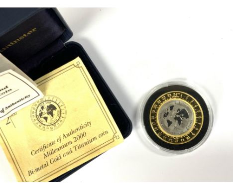 Isle of Man 1/2 crown Millennium Greenwich Meridian gold and titanium coin 2000. (A)