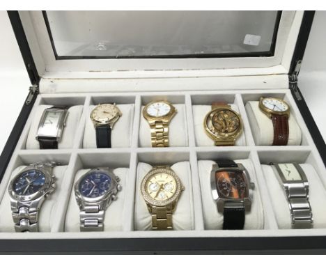A collection of mens watches including Fossil, Accurist, Ingersoll etc. all working. postage category C