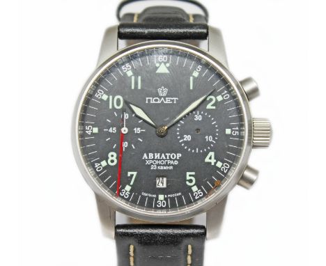 A Russian Poljot Aviator chronograph wristwatch, circa 2000s, diam. 40mm, ref. 6427.7500, cal. 3133, 23 jewel manual wind mov