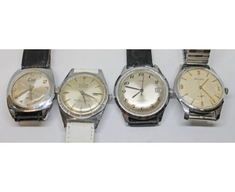 Four vintage mechanical watches comprising Limit, Buler, Timex and Rotary.  
