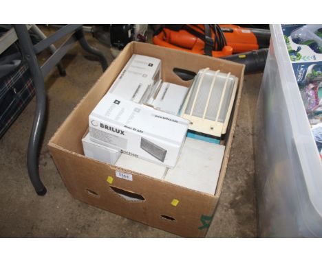 A box containing various outdoor light fittings