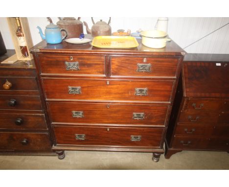 A mahogany chest fitted two short over three long drawers with Art Nouveau style handles AF