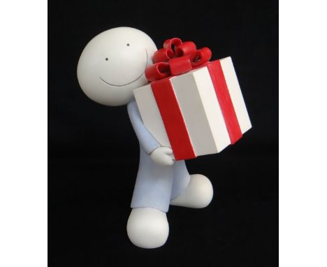 DOUG HYDE limited edition (326/250) cold cast sculpture - 'The Gift', a figure holding a parcel, 20.5cms high Please note tha
