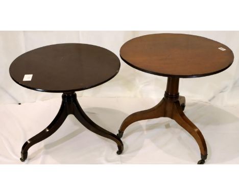 Two Georgian circular occasional tables on tripod bases, largest D: 75 cm. Not available for in-house P&amp;P, contact Paul O