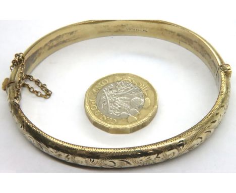 A 1/5 9ct rolled gold bangle, 11.4g. P&amp;P Group 1 (£14+VAT for the first lot and £1+VAT for subsequent lots) 
