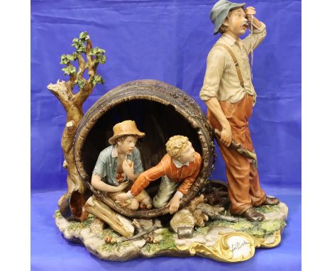 Large Capodimonte ceramic La Burla signed Volta , H: 40 cm. Not available for in-house P&amp;P, contact Paul O'Hea at Mailbox